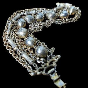 Vintage Gold Tone Multi Strand Clasp Bracelet 7"